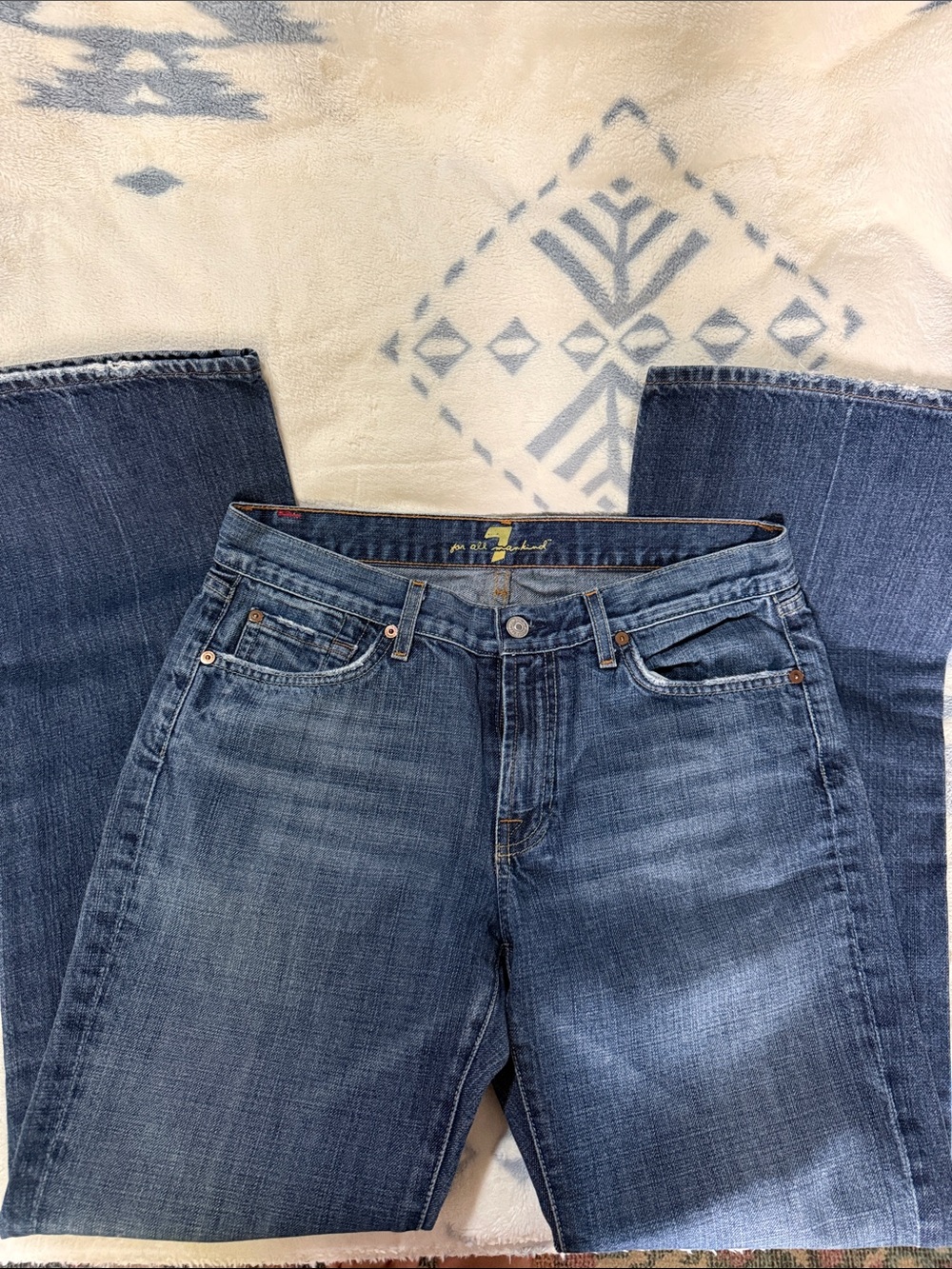 7 For All Mankind Women's Bootcut Jeans in Faded Blue Denim